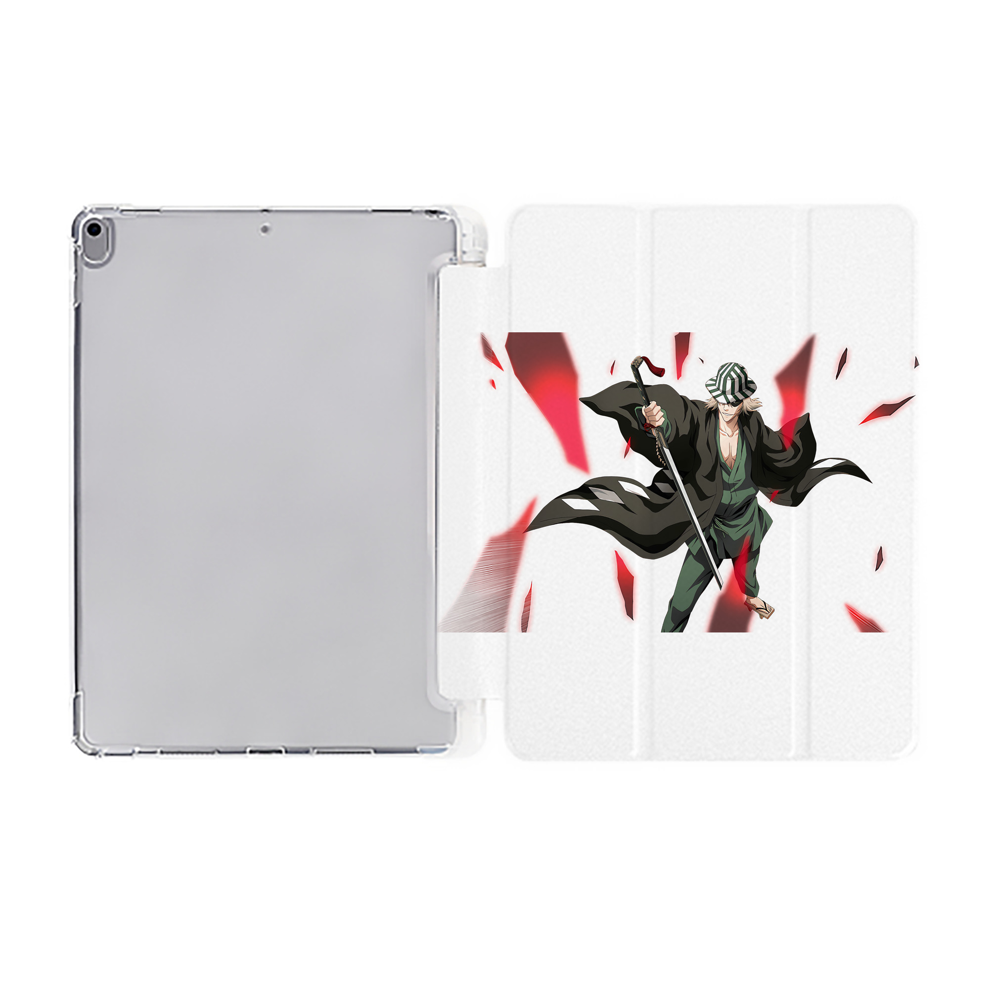 （画像用） "ブリーチ 浦原 喜助（うらはら きすけ） BLEACH Urahara Kisuke " IPad ケース ペン収納付き 三つ折りスタンド PUレザー×シリコン 対応機種9.5/10.5/10.9インチ